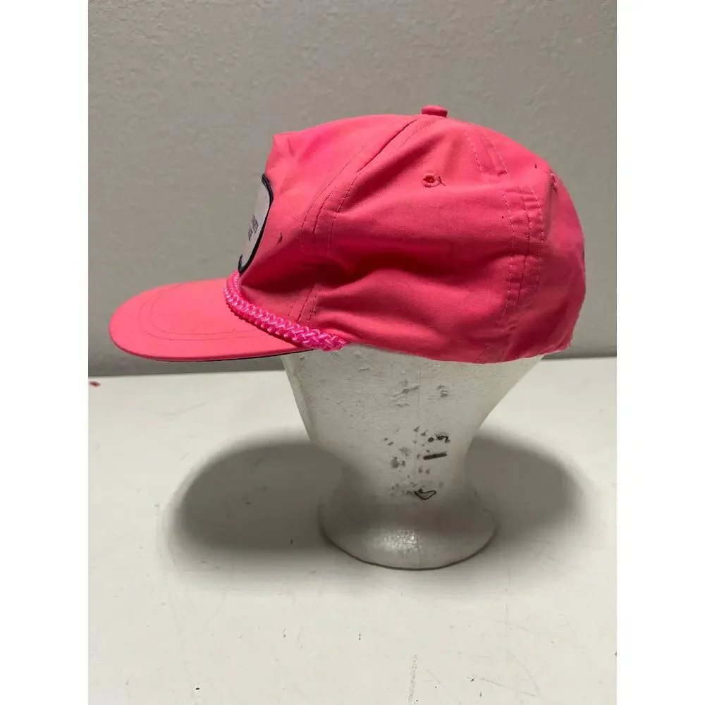 VTG 80s “169 Auto Parts & Salvage” Nylon Cap Neon Pink Hat Adjustable Strap back